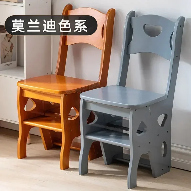 خشب متين سلم كرسي المنزل متعدد الوظائف كرسي قابل للطي ثنائي الاستخدام سلم البراز داخلي تسلق الدرج 4-خطوات تسلق سلم