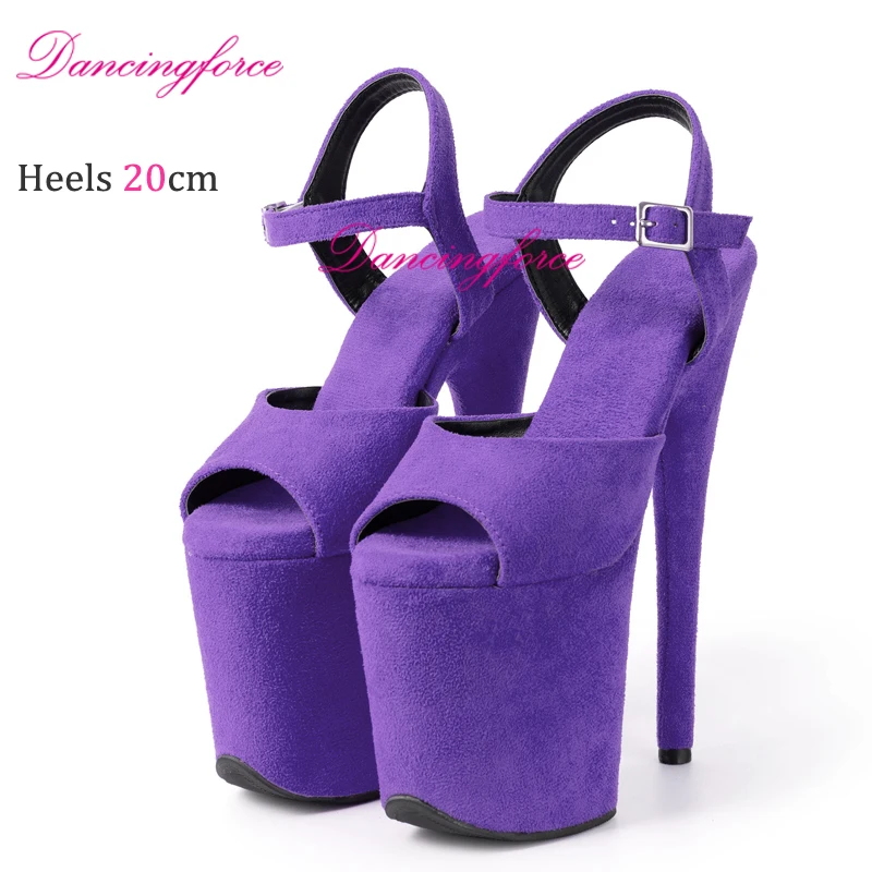 Sexy Faux Suede 8 pollici 20CM Platform Pole Dance Shoes donna Nightclub Gothic Stage Show sandali con tacco alto