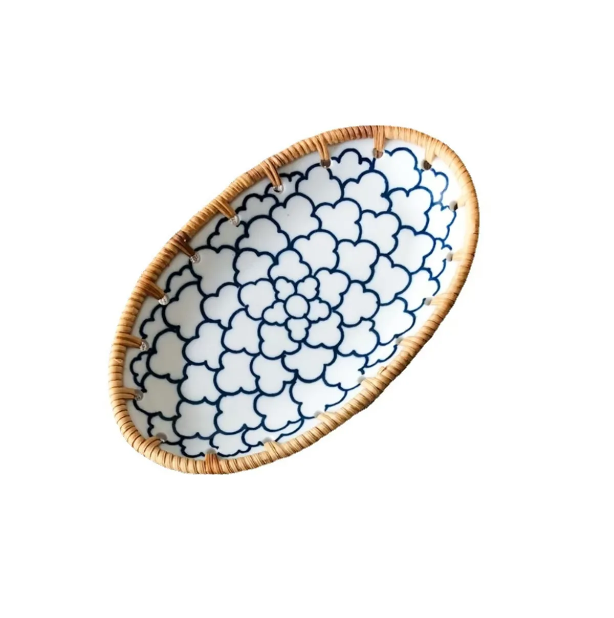 Snack Plate Korean Japanese Living Room Snack Inventory Heart Plate High Value Rattan Braided Fruit Plate Stationery Holder