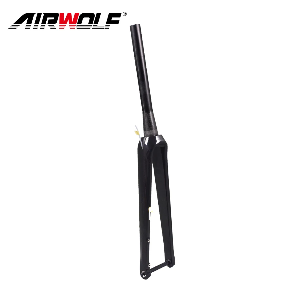 AIRWOLF Carbon Road Fork 700C Thru Axle 100*12mm UD Disc Brake 140/160mm Carbon Bike Forks Tapered Carbon Road Bicycle Fork