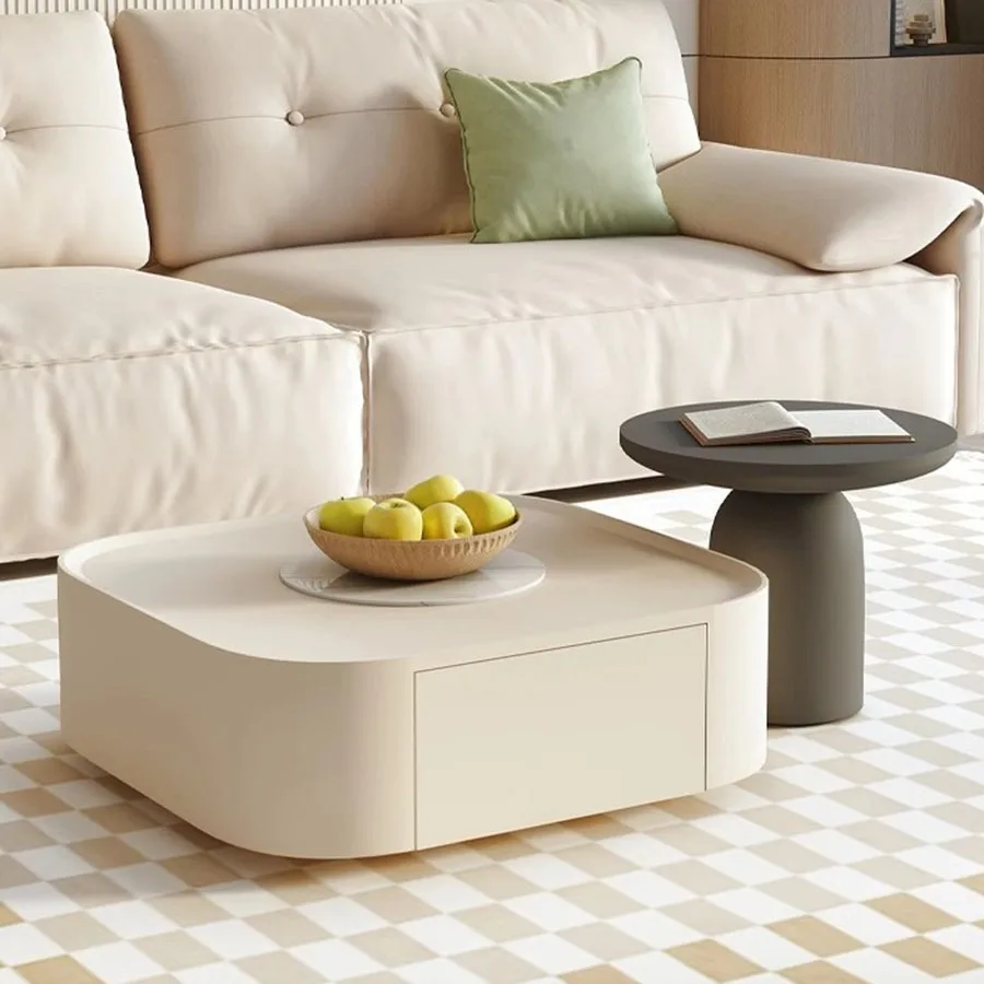 

Modern Coffee Table Wood Ornament Extendable Unique Home Coffee Table Living Room Platform Nordic Round Corner Mueble Room Decor