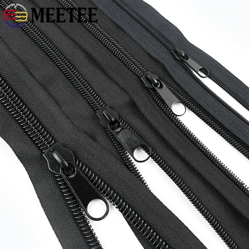 1-5Meters 3#5#8#10# Black Nylon Zippers with Sliders Plastic Coil Zipper By Meters Bags Tent Zip Repair Kits Sewing Accessories