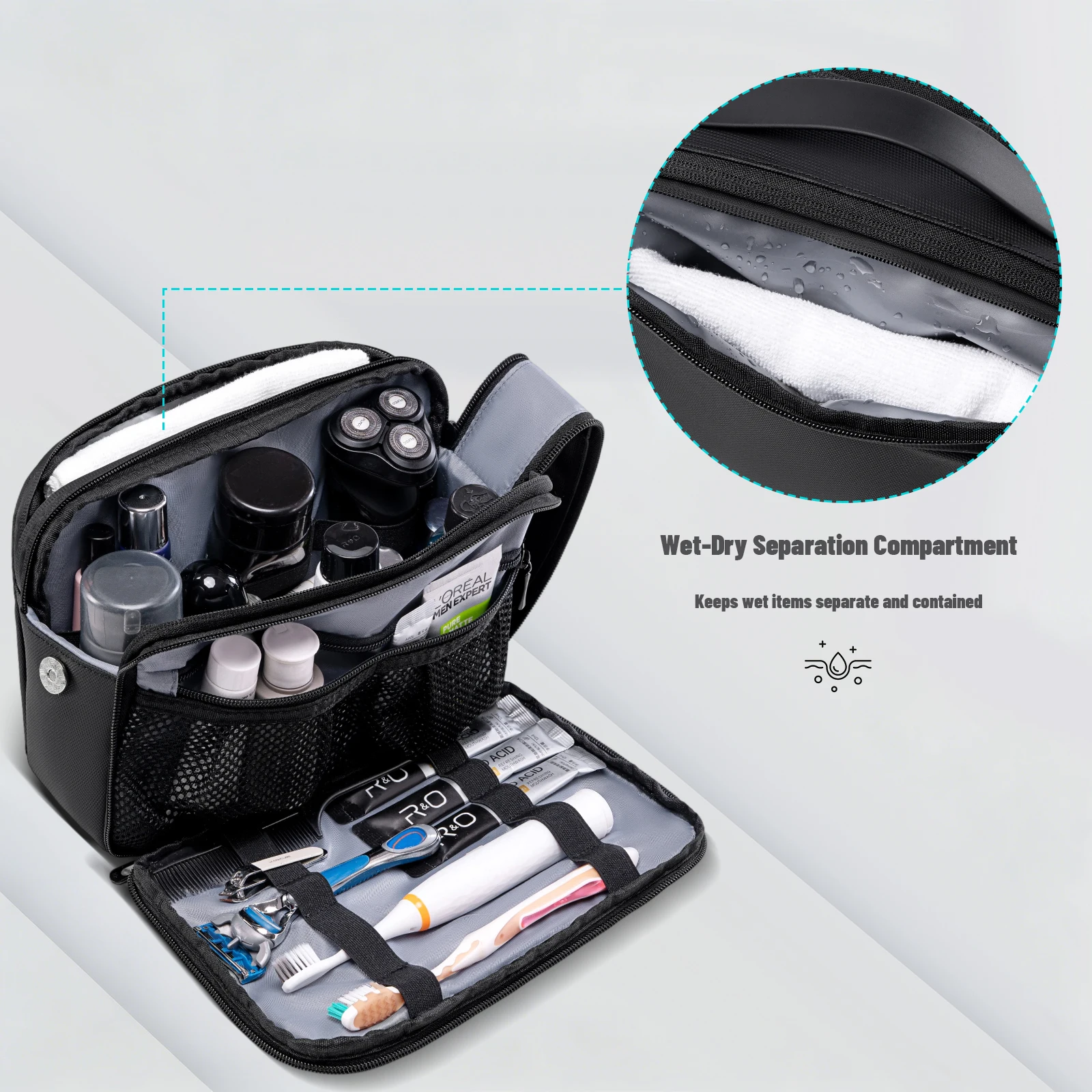 Heroic Knight Travel Men's Toiletry Bag Multi-Pockets Cosmetic Organizer Dopp Kit High Quality Waterproof Shower Shaving Handbag