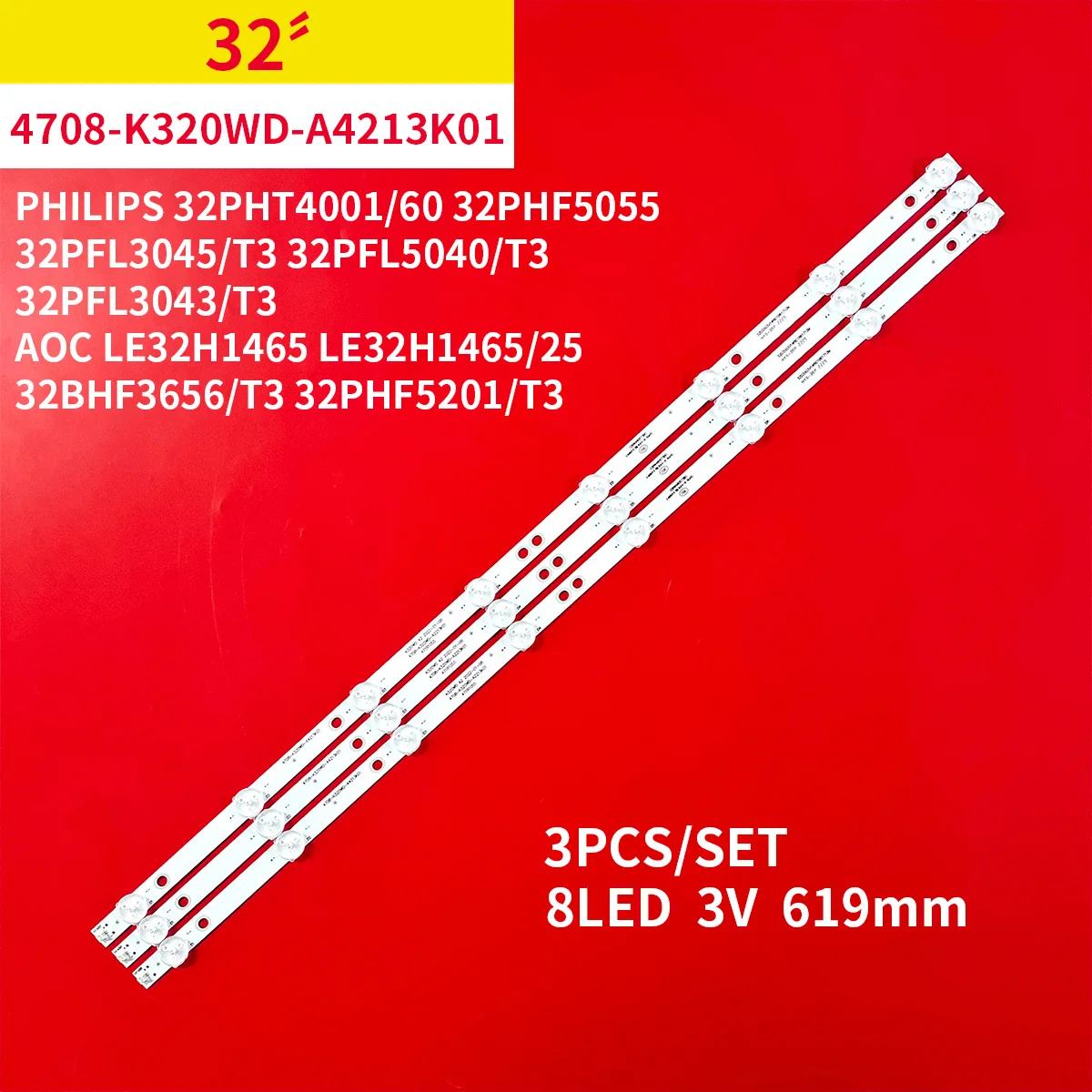 

LED Backlight Strips 4708-K320WD-A4213K01 K320WD A4 LE32M3570 L32R630VKE L32S635VKE L32S639VKE TX-32DR300ZZ