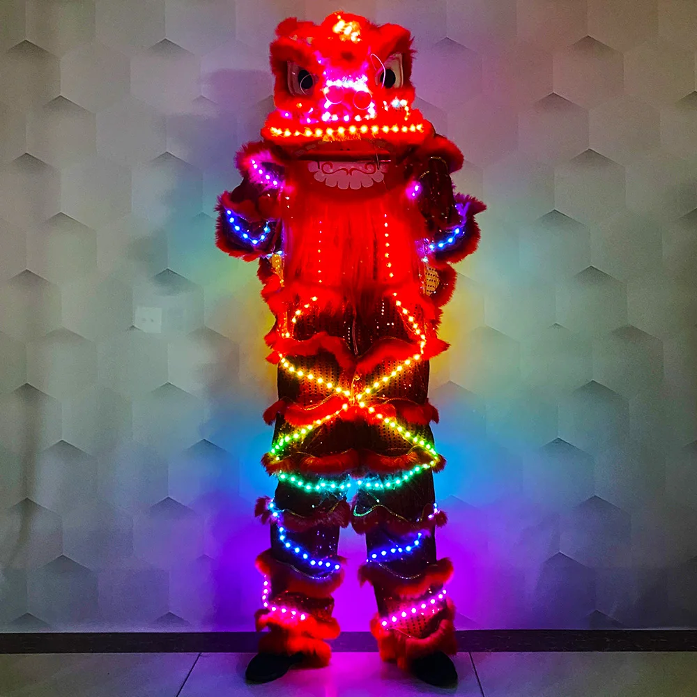 LED lighting lion dance props adult single lion Chinese traditional lion dance New Year party performance lighting props lion