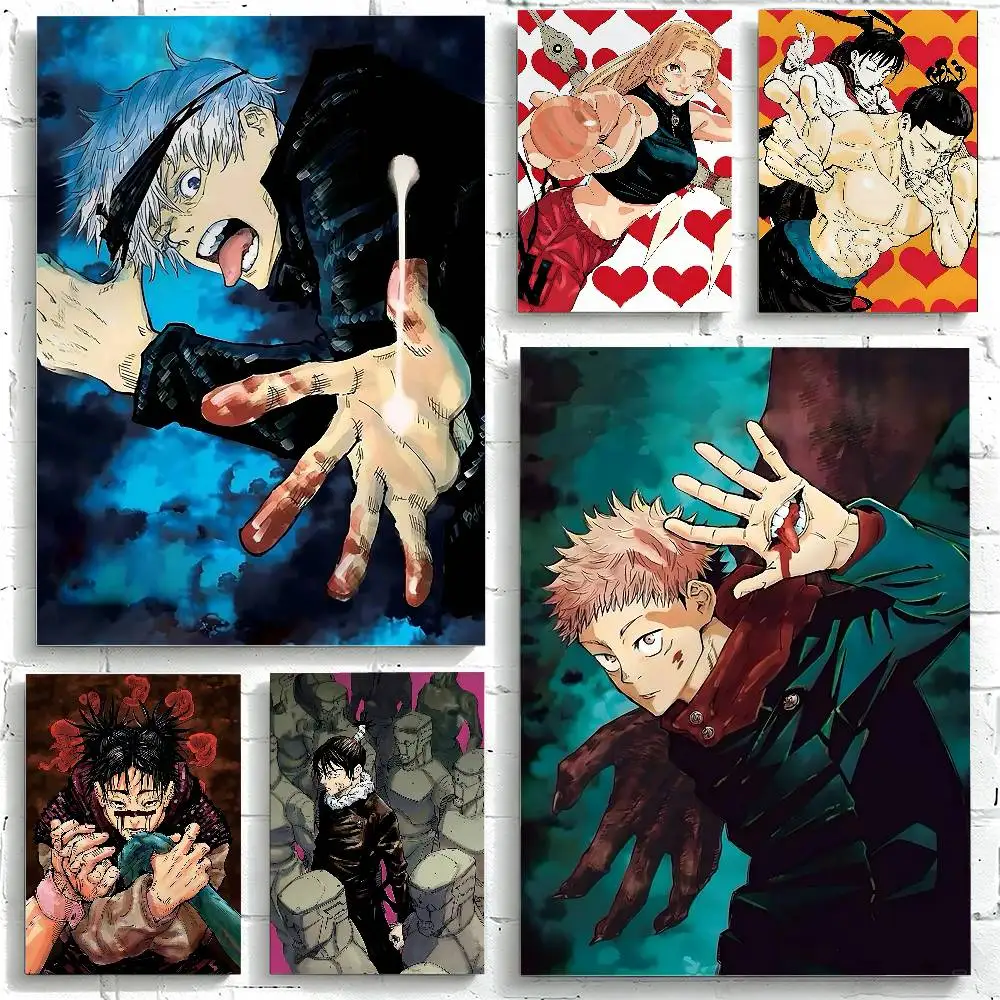 

Anime J-Jujutsu Cartoon G-Gojo S-Satoru Y-Yuji I-Itadori Poster Waterproof Wall Art Sticker For Bar Living Room Vintage Decor
