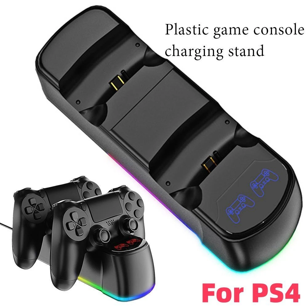 B49C Per controller di gioco Ricarica controller indicatore luminoso a doppio sedile Parte base di ricarica per controller di gioco wireless a luce blu