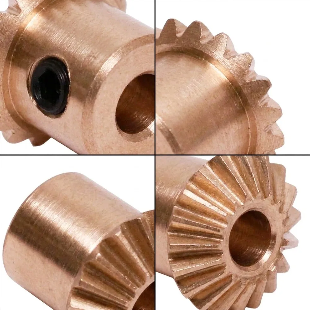 2pcs 0.5 Module 18 Teeth Brass Bevel Gear 90 Degree 3 Hole Copper For Miter Gears With Set Screw For Model DIY CNC Parts