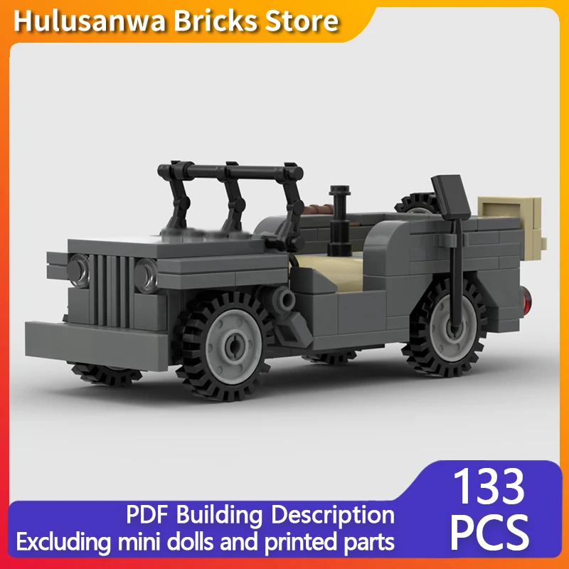 

Модель внедорожника США времен Второй мировой войны MOC, строительные кирпичи, военное оборудование, модульные технологии, подарки, праздник, сборка, детские игрушки, костюм