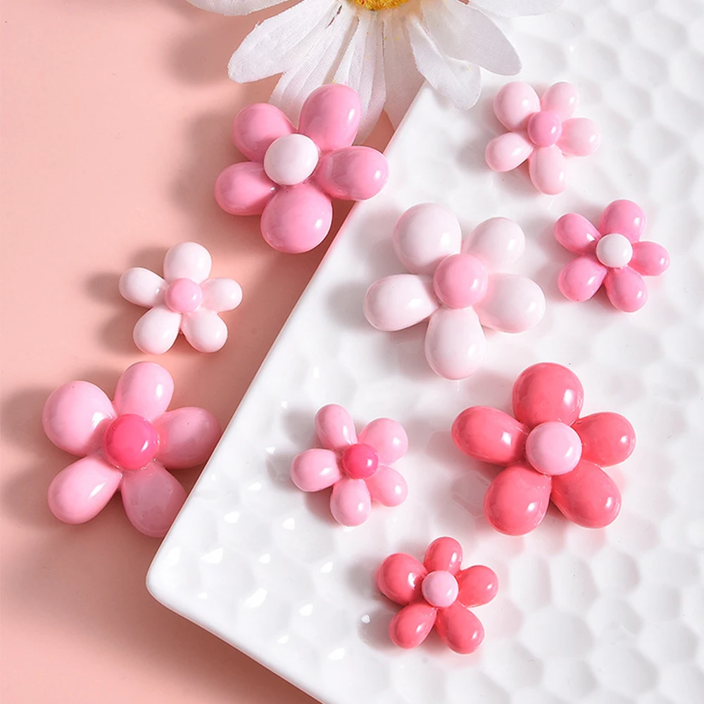 10PCS Rose Pink Flower Series Resin Flatback Cabochons For Hairpin Scrapbooking DIY Jewelry Craft Decoration Accessories