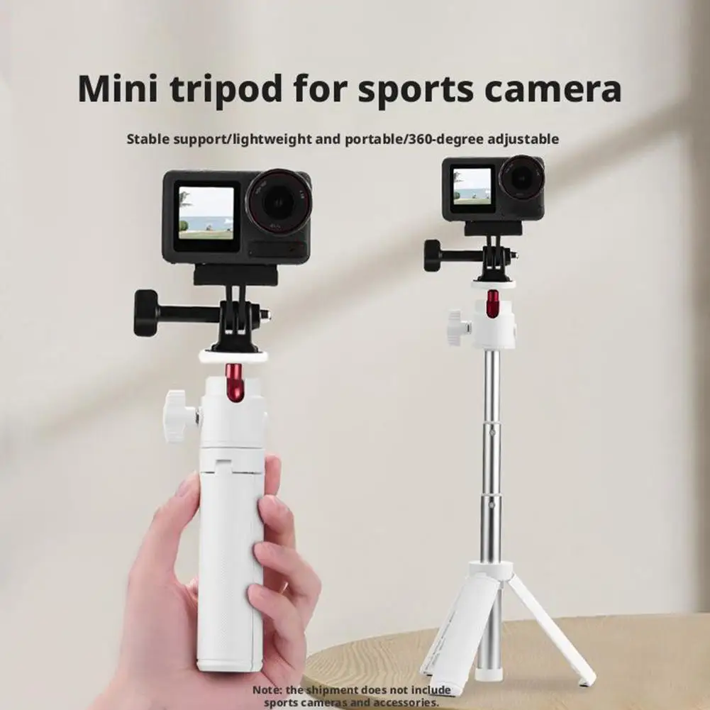 Soporte para teléfono, trípode de poste de extensión para cámara de acción para GoPro 360 °   Cabeza de bola y zapata fría Extensión ajustable blanca Selfie Strick