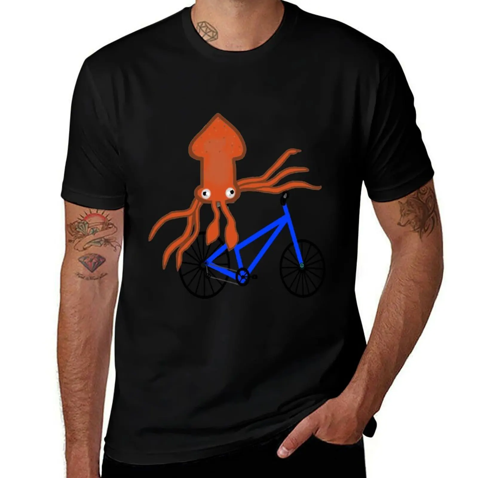Squid On A Bicycle Blue T-Shirt Plus Size Everyday Tee Shirt T-Shirt