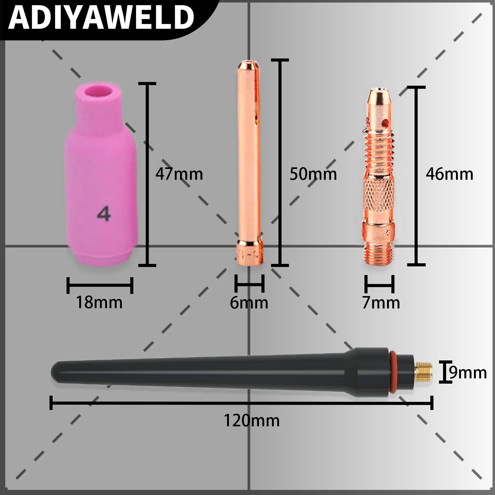 Adiyaweld Tig Lastoorts Wp17fv Argon Luchtgekoelde Wolfraamboog Lastoorts 3M/5M/7M Wp17 Flexibele Kop Gasklep