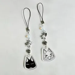Handmade Y2K Jewelry Toro Cat Phone Charm Chain Toro And Kuro Matching Beaded Keychain Cute Keychain for Accessories Bag Pendant