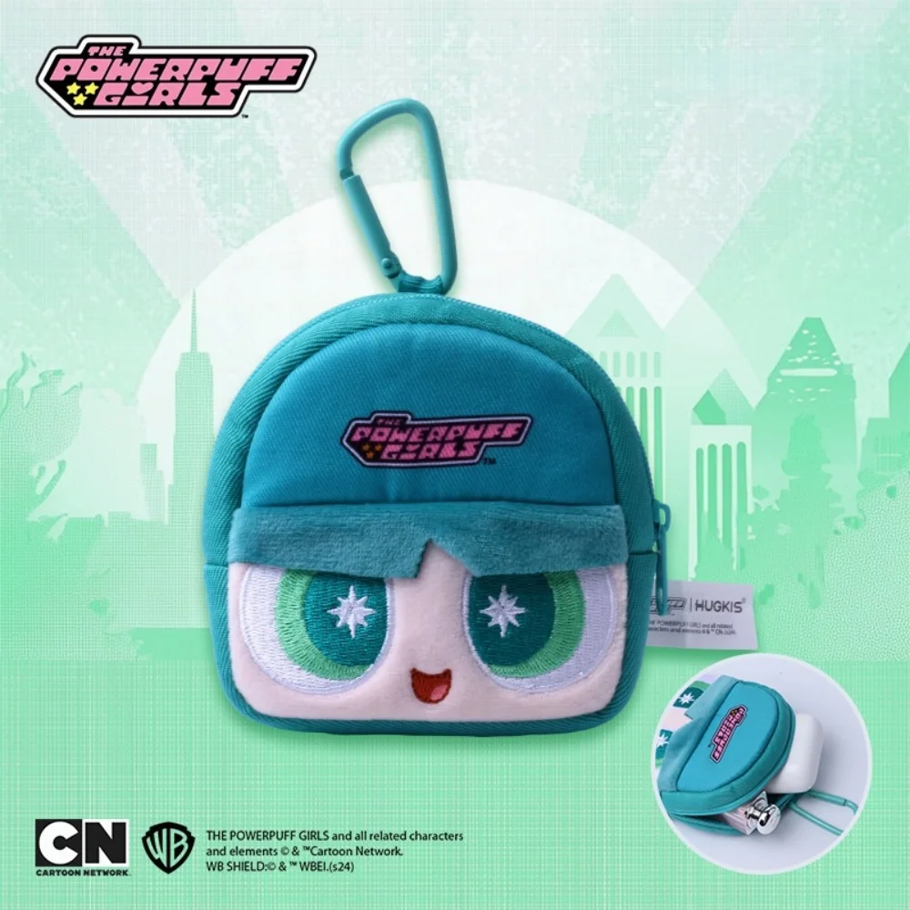 本物のパワーパフガールズ小銭入れ漫画スクールバッグシリーズブロッサムバブルズジッパーウォレットポーチカード用データケーブルギフト