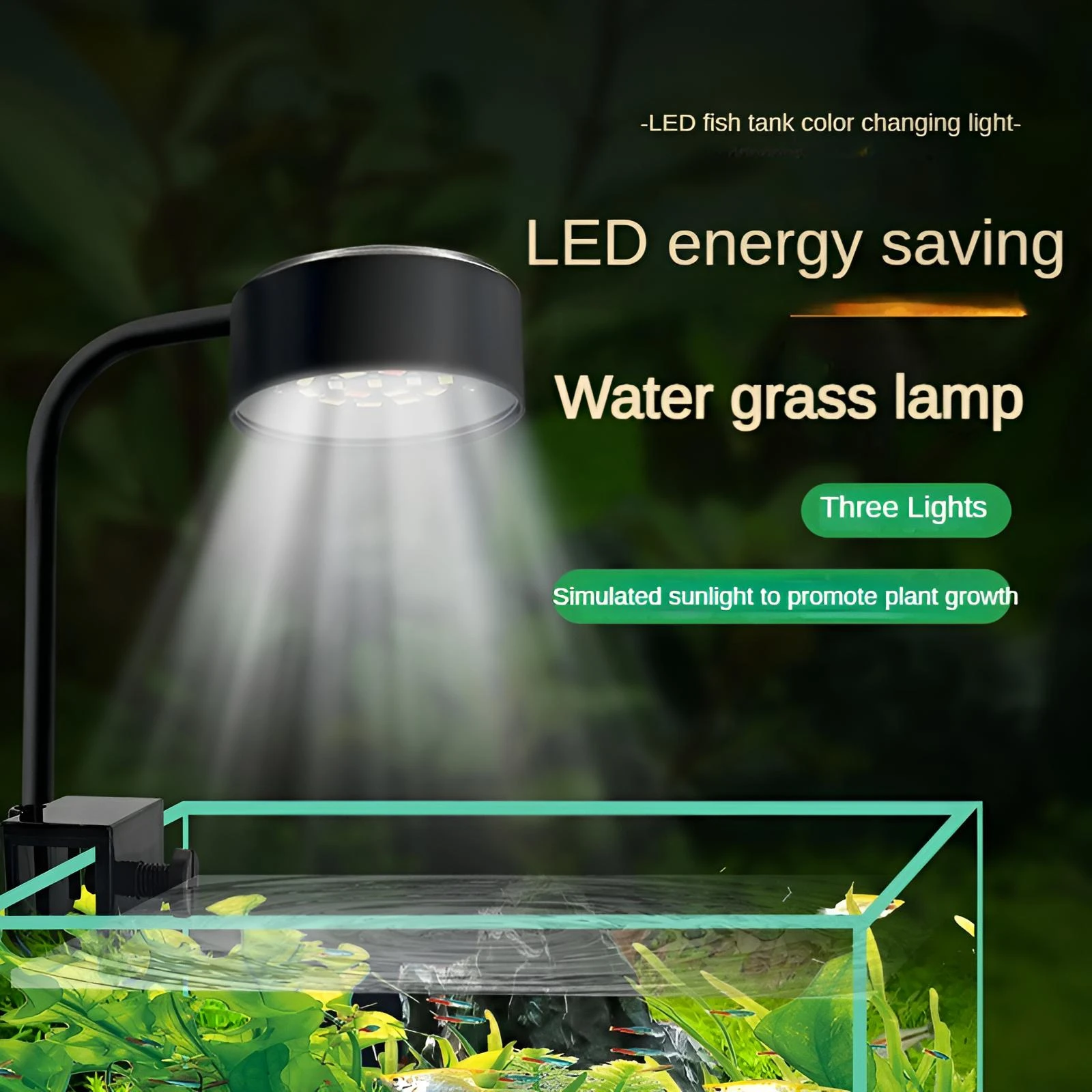 

Energy Saving LED Aquarium Light 3 Colors Sunlight Simulation High CRI No Flicker for Fish Tank Plant Growth