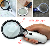 45X and 3X Professional Magnifying Glass with Built - in LED Light: Ideal Jewelry Loupe for Coin and Stamp Enthusiasts, as well