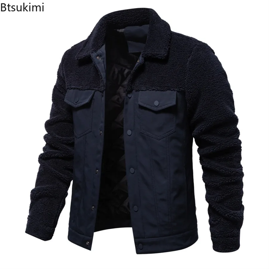 2025 New Autumn and Winter Men's Lamb Wool Splicing Jacket Thick and Warm Jacket Fashion Casual High-quality Men's Thick Coats