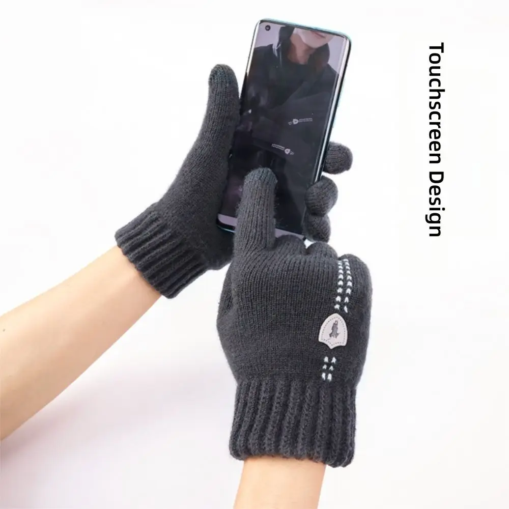 

Модные утолщенные вязаные перчатки, теплые ветрозащитные перчатки для вождения, морозостойкие варежки для мужчин