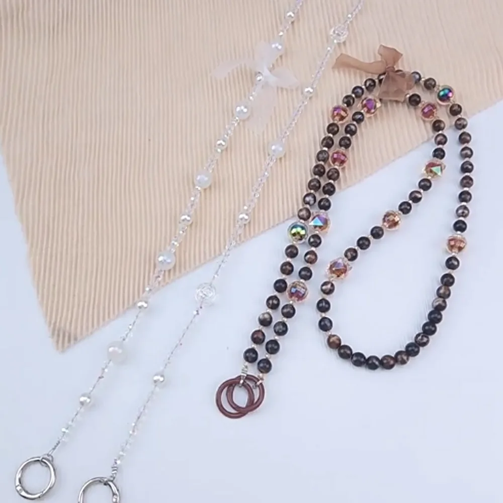 

Hanging Rope Beads Crossbody Phone Strap Bowknot Charm Mobile Phone Lanyard Long Cute Phone Neck Straps Lanyard Patch