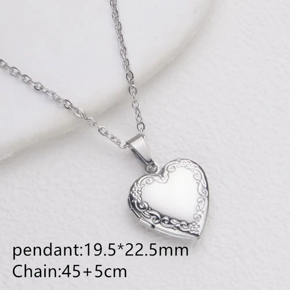 Openable Photo Picture Locket Necklace DIY Necklace Valentine\'s Day Heart Locket Necklace Friendship Necklace