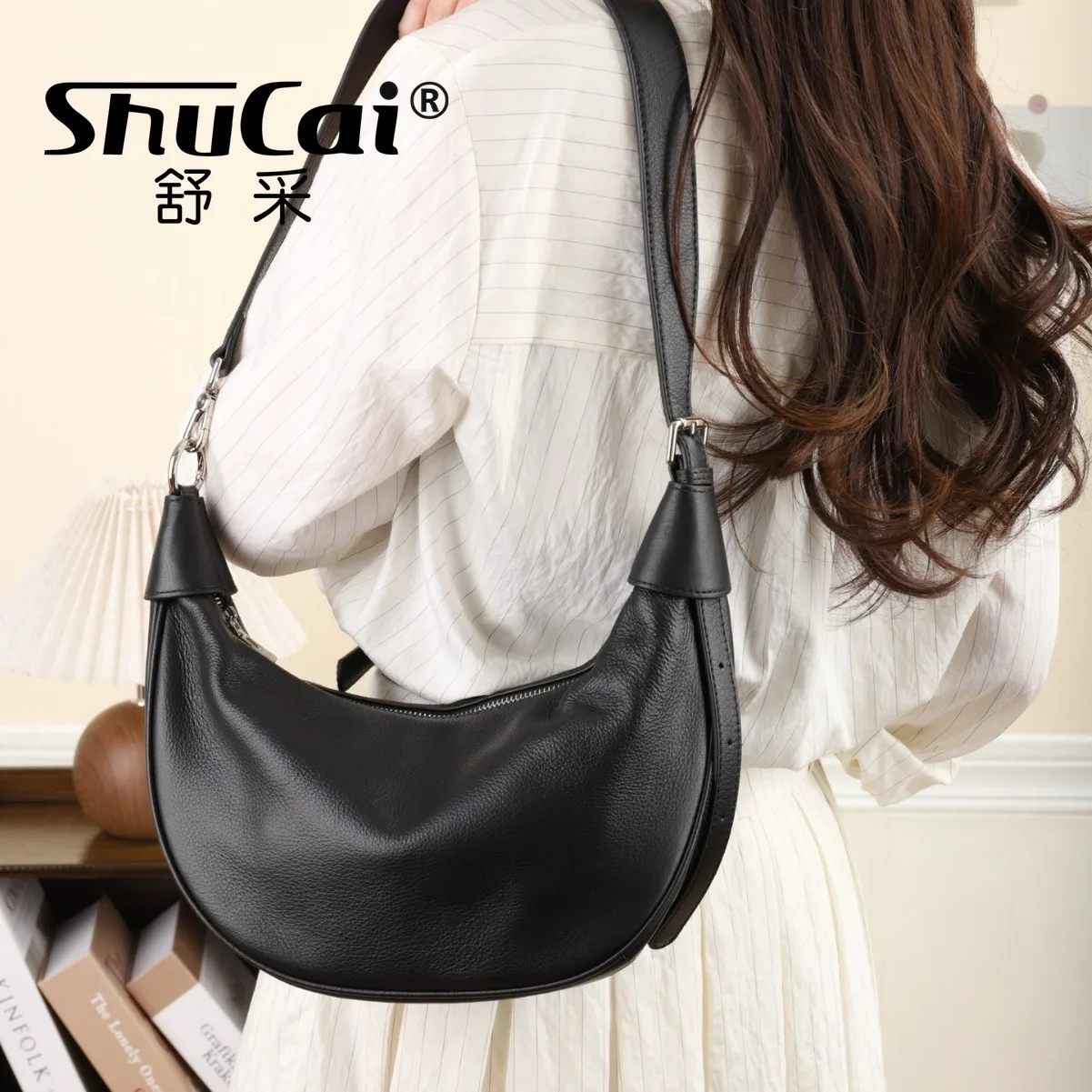 Genuine Leather Tote Crescent Bag New Simple Large Capacity Shoulder Crossbody Soft Leather Bag