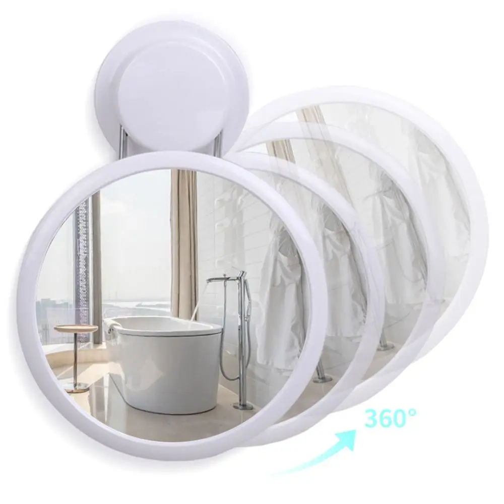 360 Degree Rotation Suction Cup Makeup Mirror Waterproof Adjustable Hanging Round Mirror Easy To Install Removable