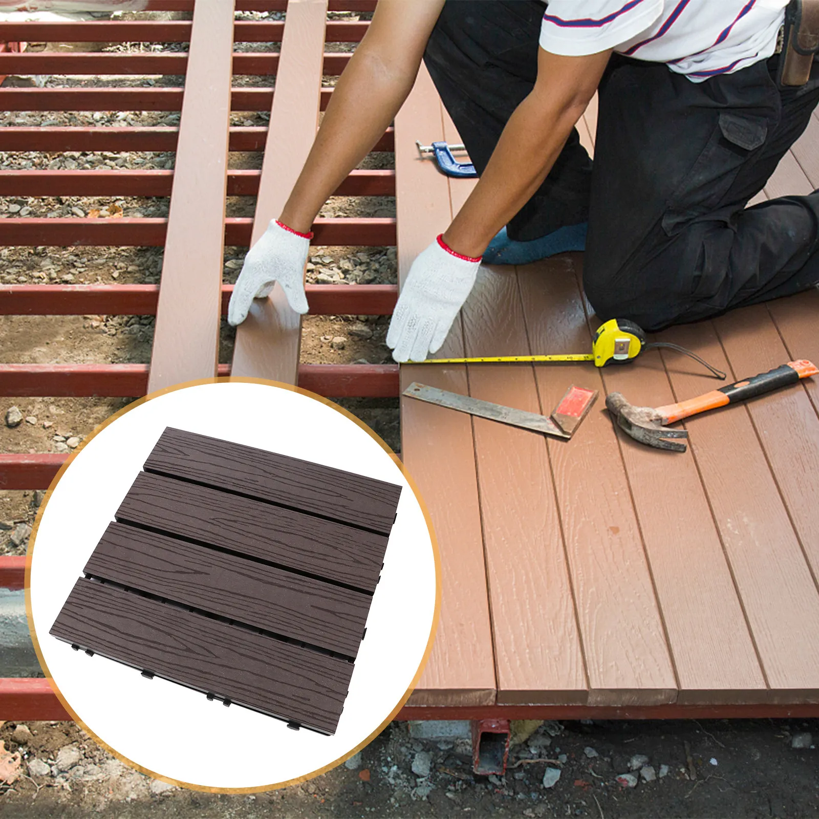 1Pcs Wood Plastic Splicing Floor Multipurpose Outdoor Garden Balcony Yard Corrosion Moisture Insect Proof Floor