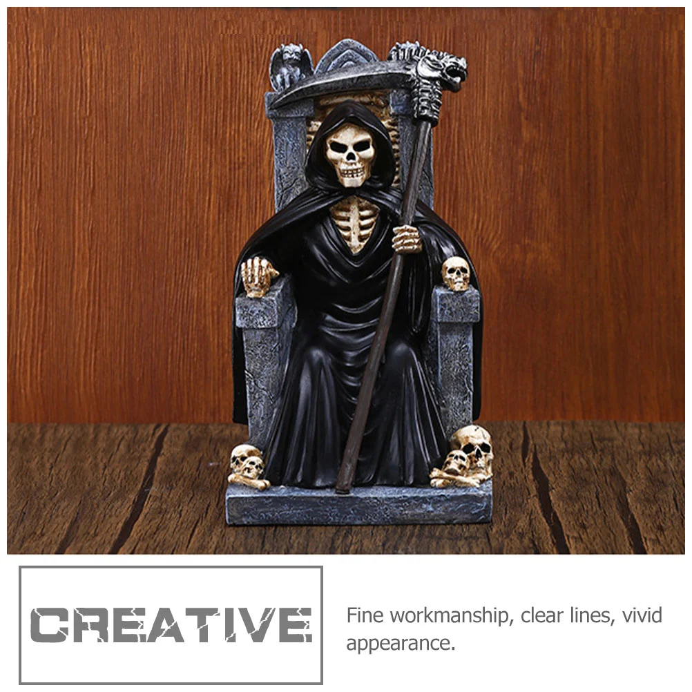 Skull Throne Party Decor Home Ornament Tabletop Resin Simulated Craft Scary Prop