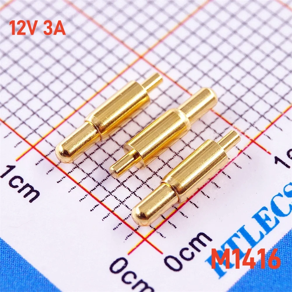 5 pcs Spring Loaded Pogo Pin Connector 2.0 mm Diameter Hight 7.2mm Above PCB Through Hole 12V 3A Gold Plate 3u M1416 2.0x9.0