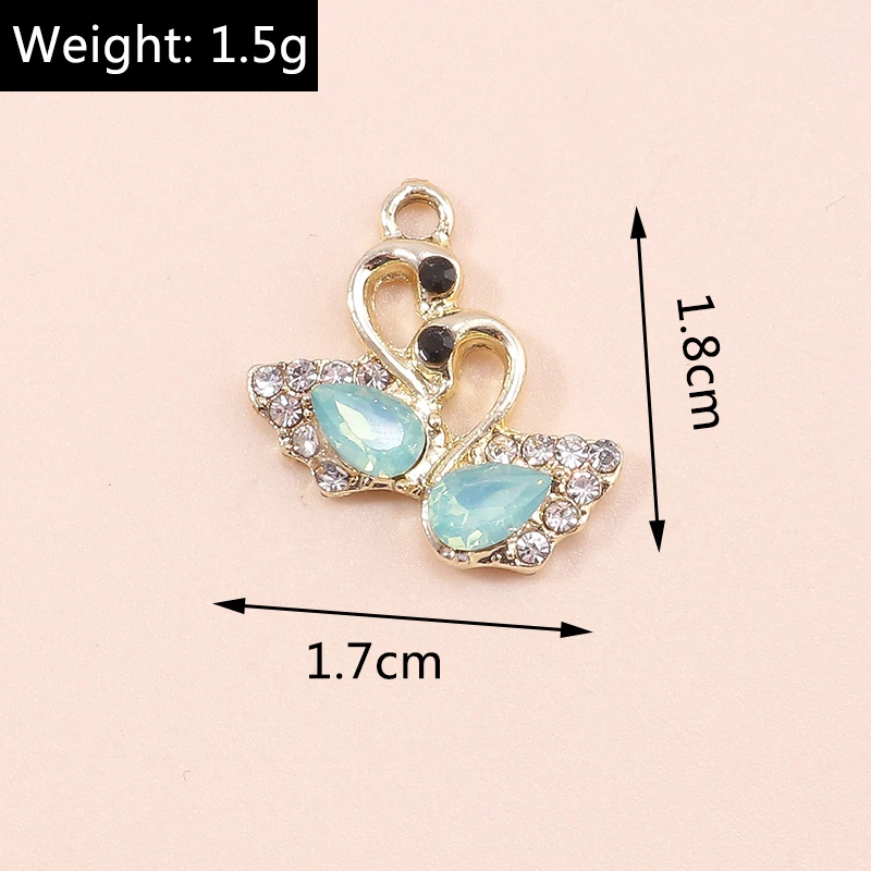 Leslie 10 Stück exquisite Zirkon-Kristall-Schwan-Anhänger für Damen, Ohrringe, Halskette, Hochzeit, Schmuck, Accessoires, modische Geschenke – Detail 1