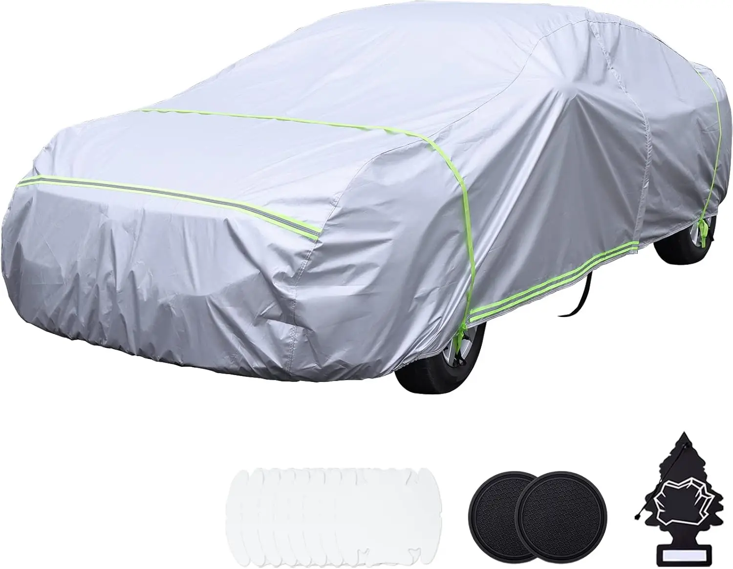 

Waterproof All-Weather Car Cover with 6 Layers, Snowproof Windproof Hail Protector UV Protection for Sedan