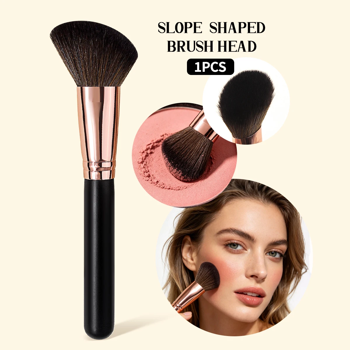 1PCS Angled Blush Brush Multifunctional Face Makeup Brush Soft Fluffy Cosmetic Tool For Blusher Loose Powder Contour Bronzer
