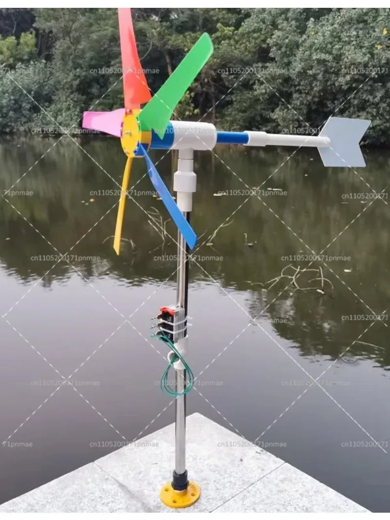 Five Leaves Self Made Wind Turbine Courtyard Mounted Lamp with Decorative Color Windmill Balustrade Decoration Yard Balcony