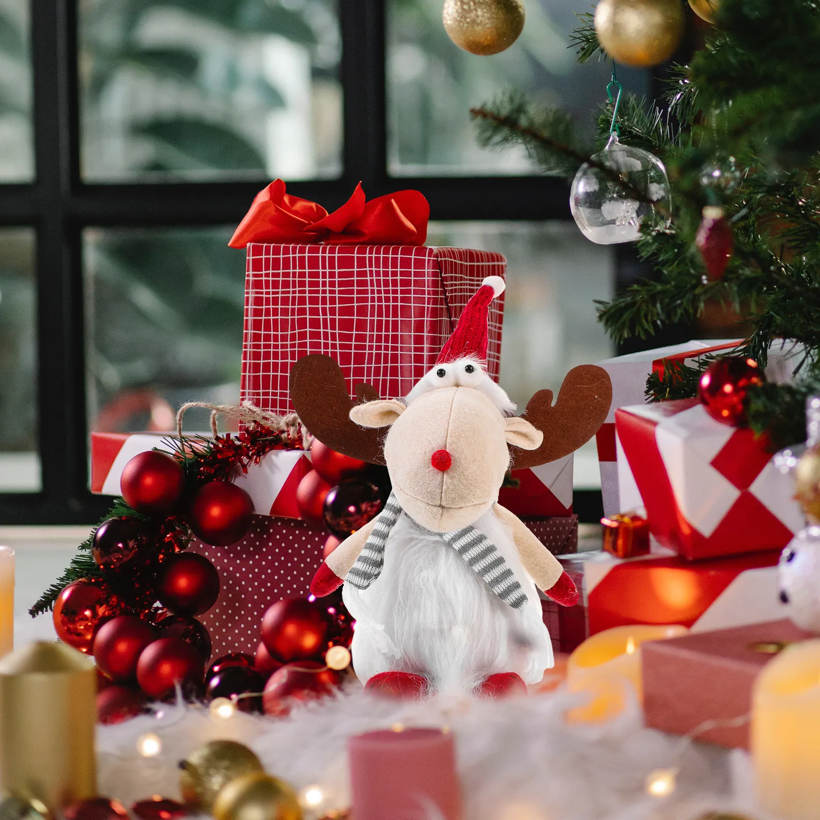 

Christmas Reindeer Elk Cute Soft Texture Charming Holiday Decoration Tabletop Centerpiece Christmas Room Decor