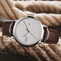 OCHSTIN-reloj mecánico automático para hombre, pulsera con esfera minimalista, fecha automática, correa de cuero y nailon, regalo