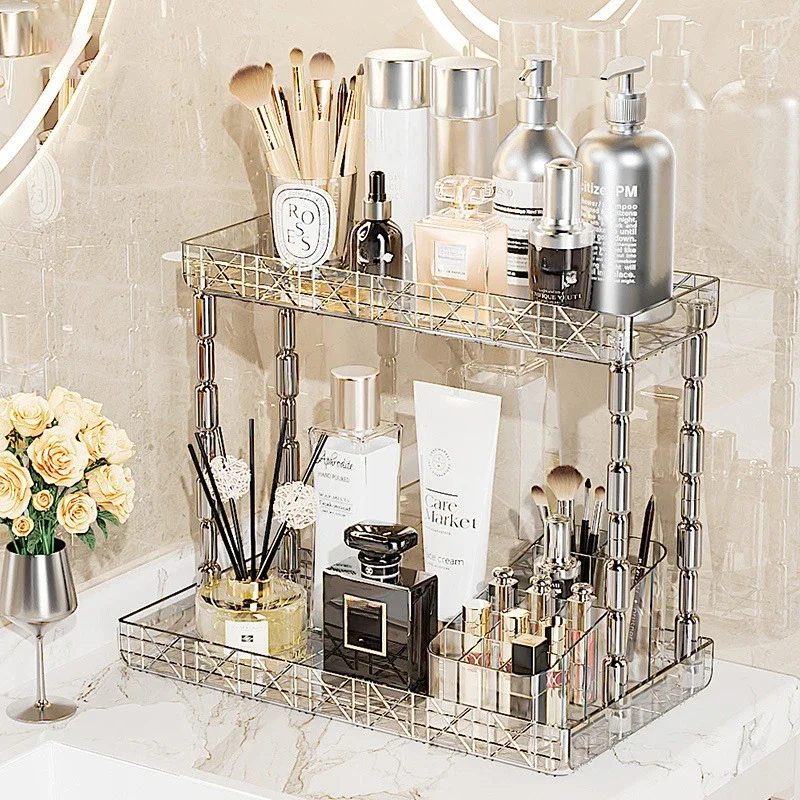 

Органайзер для раковины, настольная подставка для хранения косметики, подставка-витрина, двухъярусный органайзер для ванной комнаты, коробка для хранения туалетных принадлежностей