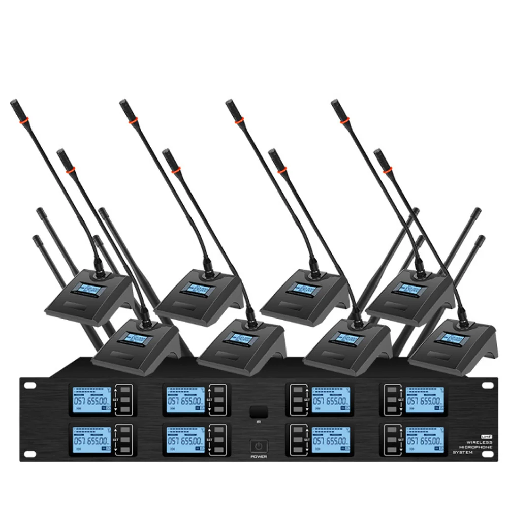 UHF Professional Wireless Microphone System Handheld Dynamic Microphone for DJ Karaoke Stage Church Outdoor 8 Channels  Mic