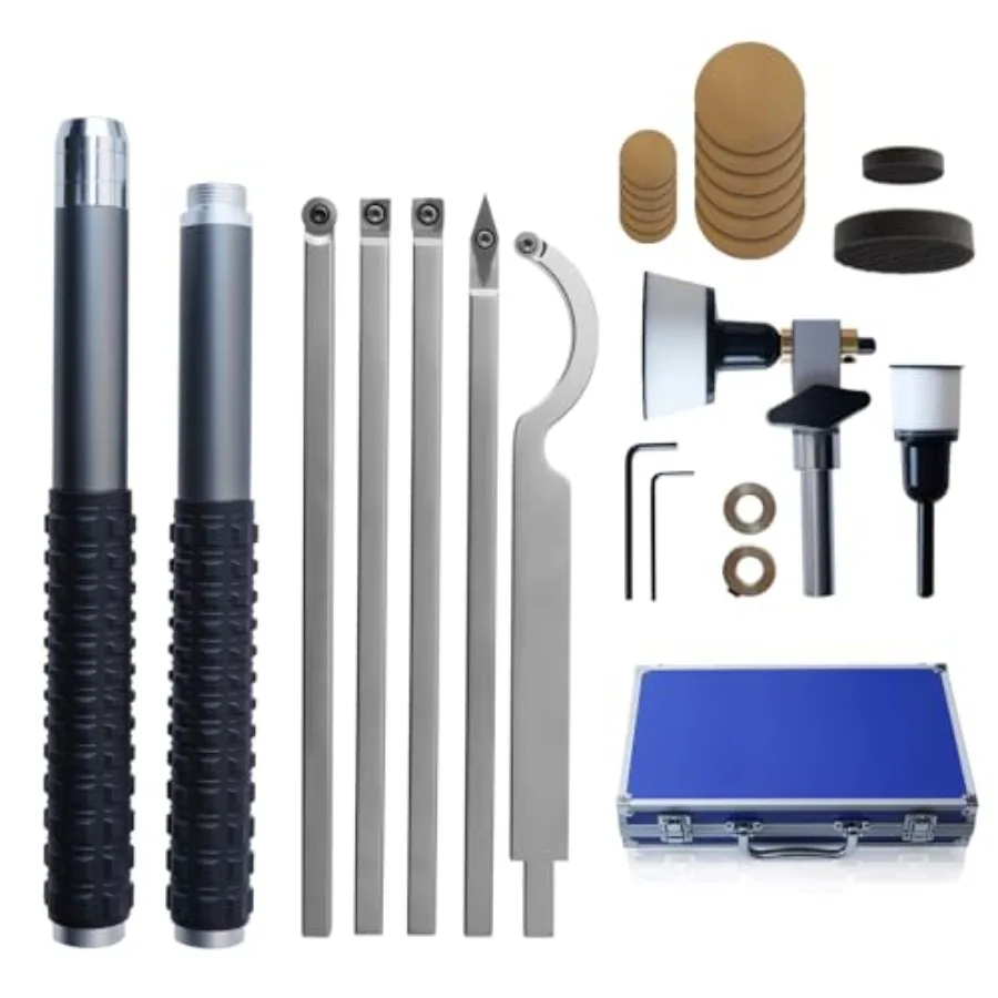 

RUITOOL Carbide Wood Lathe Turning Tools Set with Bowl Sander Including Swan Neck Hollower Rougher Finisher Detailer 1" and 2"