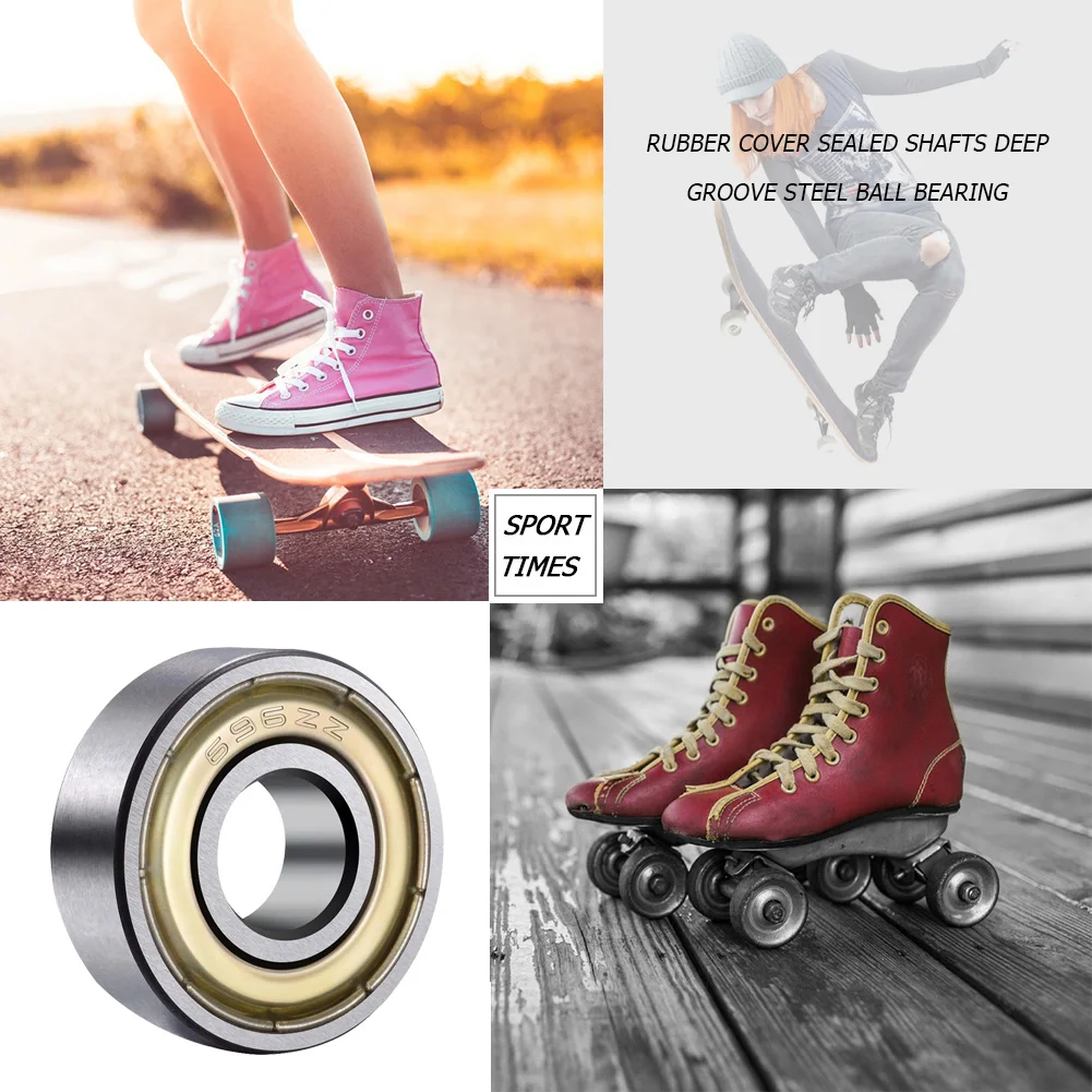 

100Pcs Ball Bearings Deep Groove Bearings Versatile Skateboard Bearings Carbon Steel Sealed Bearings for Roller Skates Mower