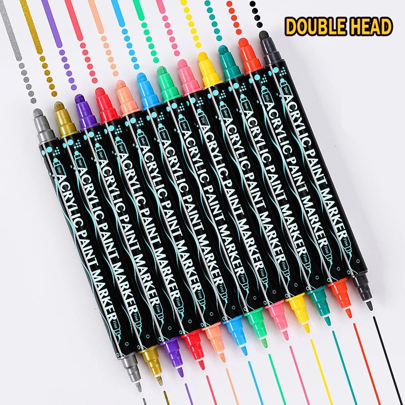 

Quick-Drying Waterproof Double-Headed Gouache Acrylic Marker Pen Art Graffiti Painting Watercolor Pen School Supplies