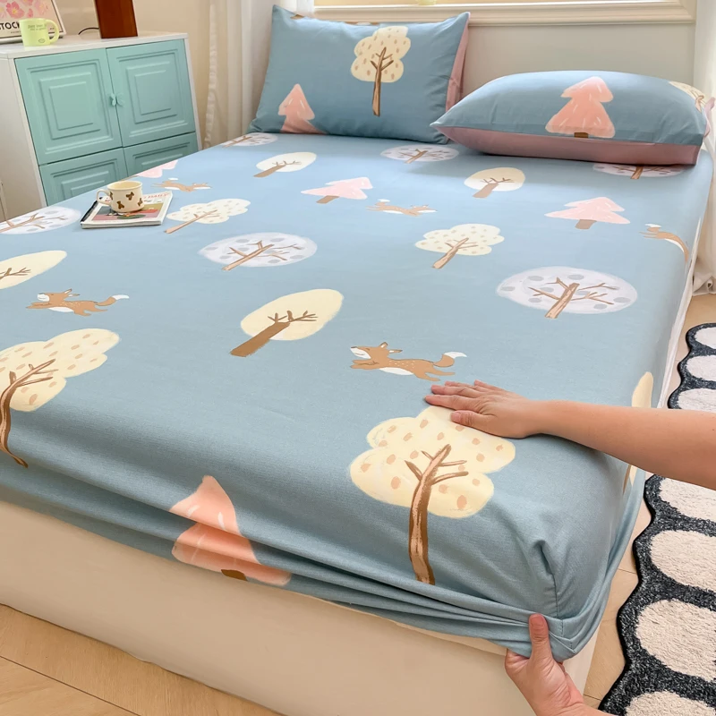 

Bonenjoy Pure Cotton Bedsheets Elastic Fitted Sheet Adults Kids Bed Cover Brushed Bed Linen простынь (Pillowcase Need Order)