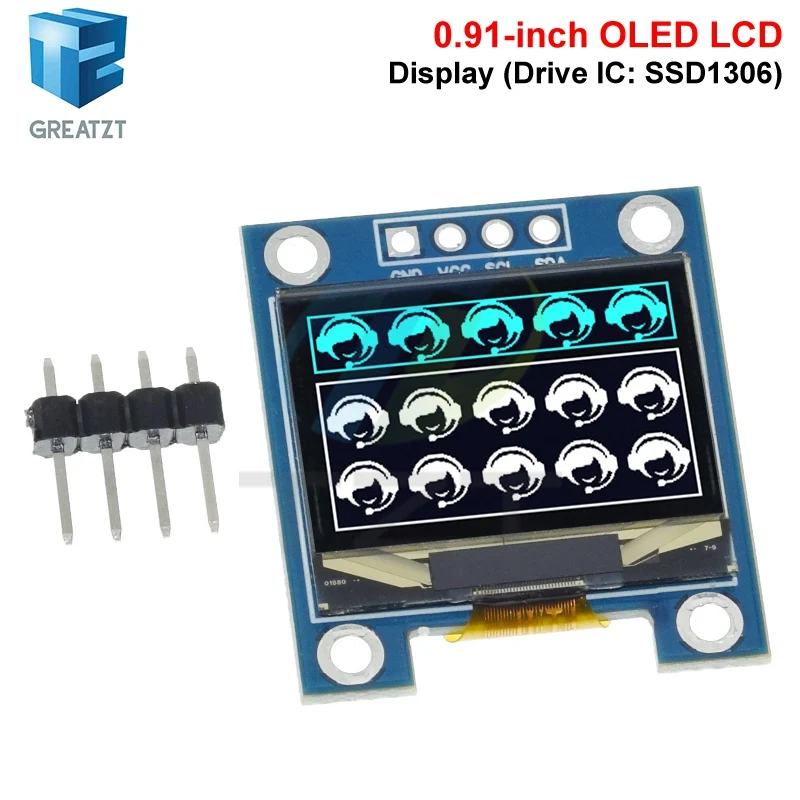 GREATZT 1/3PCS 0.91 Inch OLED Module Blue White OLED 96x64 OLED LCD LED Display Module 0.91