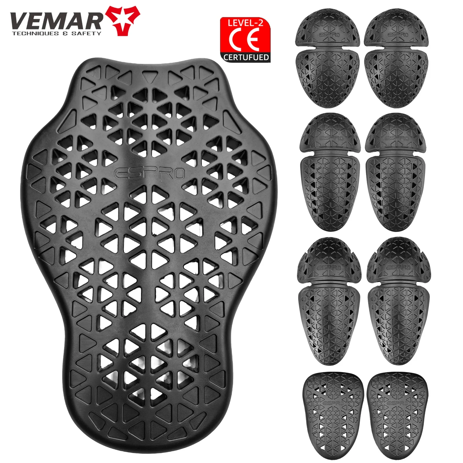 

CE2 Certified Motorcycle Safety Gear: Shoulder Elbow Back Knee Hip Protection Pad Racing Armor Back Protector for Moto Equipment