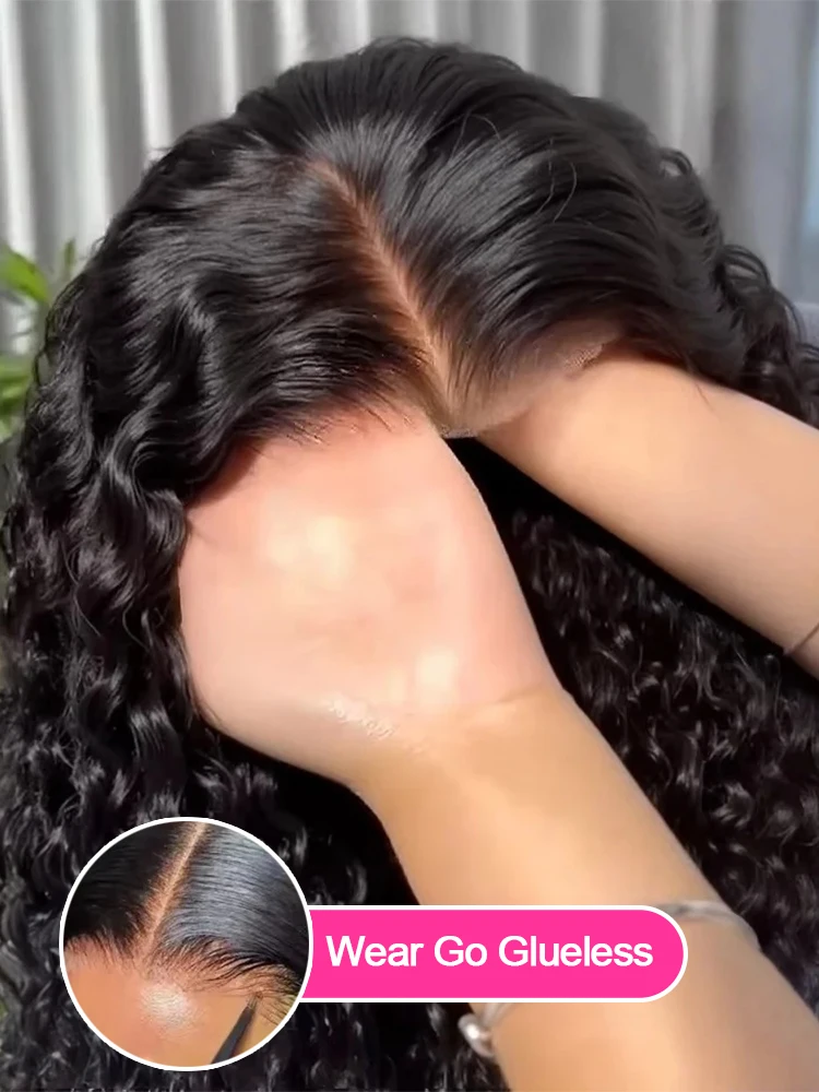 250 % Dichte, tiefe Wellen-Frontalperücke, leimlose Perücke, Echthaar, lockiges Echthaar, Perücke, bereit zum Tragen und Gehen, 7 x 5 leimlose Perücke, Echthaar