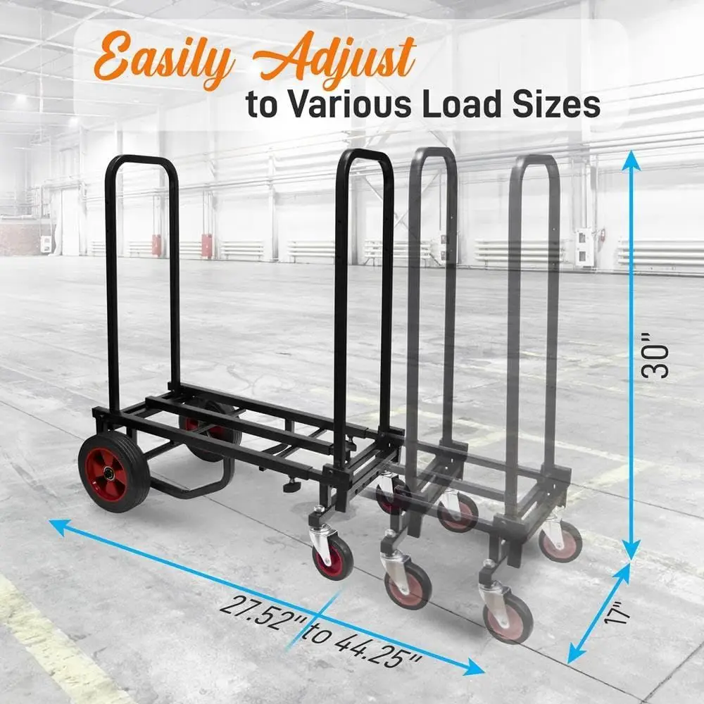 Adjustable Heavy-Duty Convertible Cart - Expandable Hand Truck with Wheels, 300 lbs Capacity