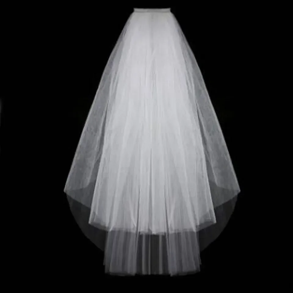 

Elegant Women White Veil Short Bride Wedding Veils Two Layer Comb Ivory Veil for Party Tulle Accessories