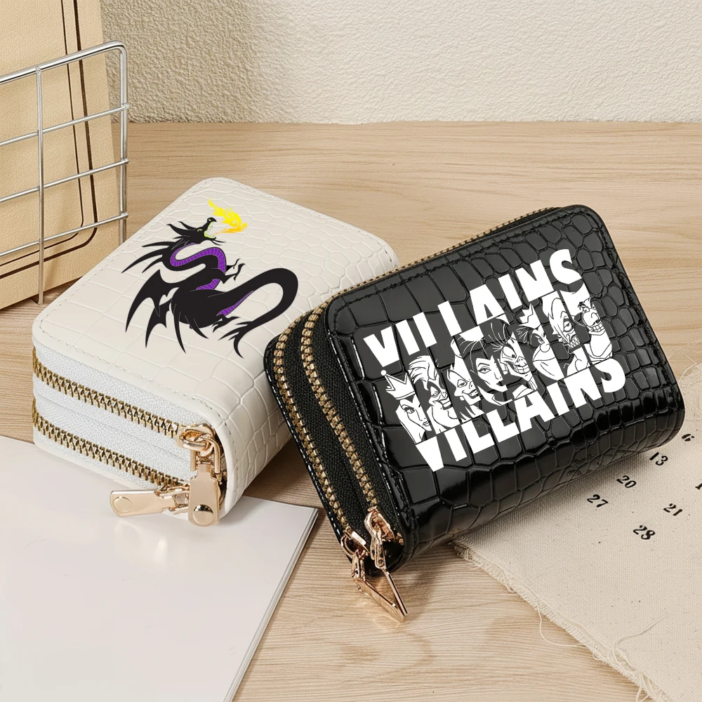 

Женский кошелек из искусственной кожи Villains с двойной молнией, модный короткий картхолдер с большим отделением для монет