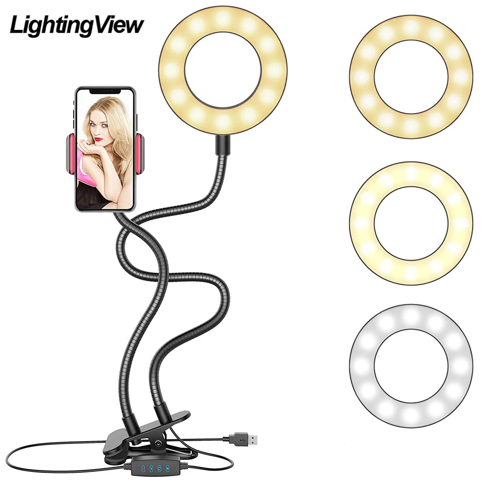 

Selfie Stand Portable Cell Phone Holder Retractable Live Broadcast Video Stand Dimmable Selfie LED Fill Light