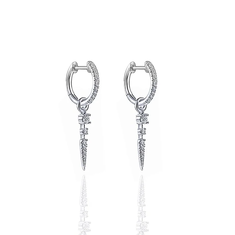 Huitan Fashion Lady Modern Style Dop Earrings with Brilliant Zirconia Trendy Silver Color Pendant Accessories for Daily Life view 5